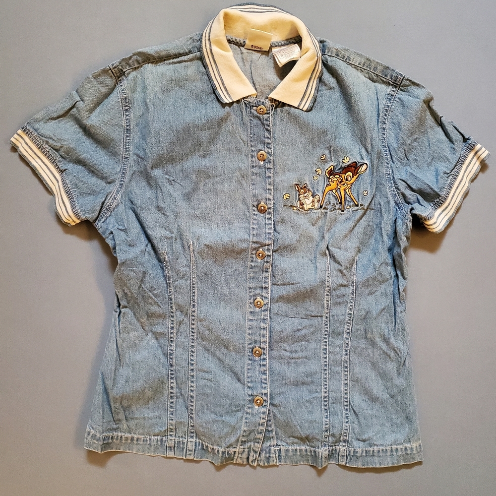 Disney catalog vintage bambi denim shirt size medium